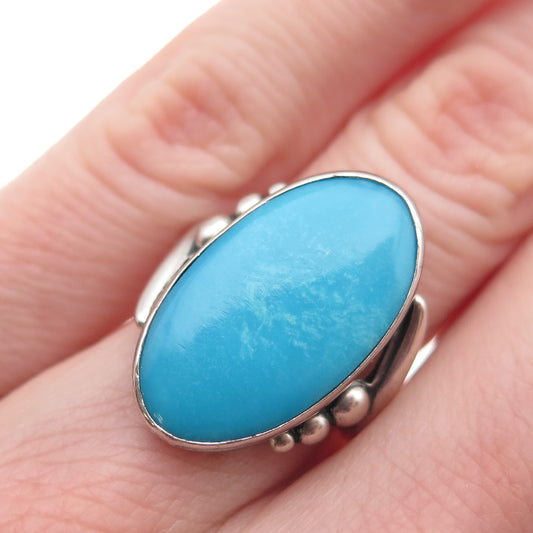 Pacific Jewelry Old Pawn Sterling Silver Vintage Turquoise Tribal Ring Size 4.5