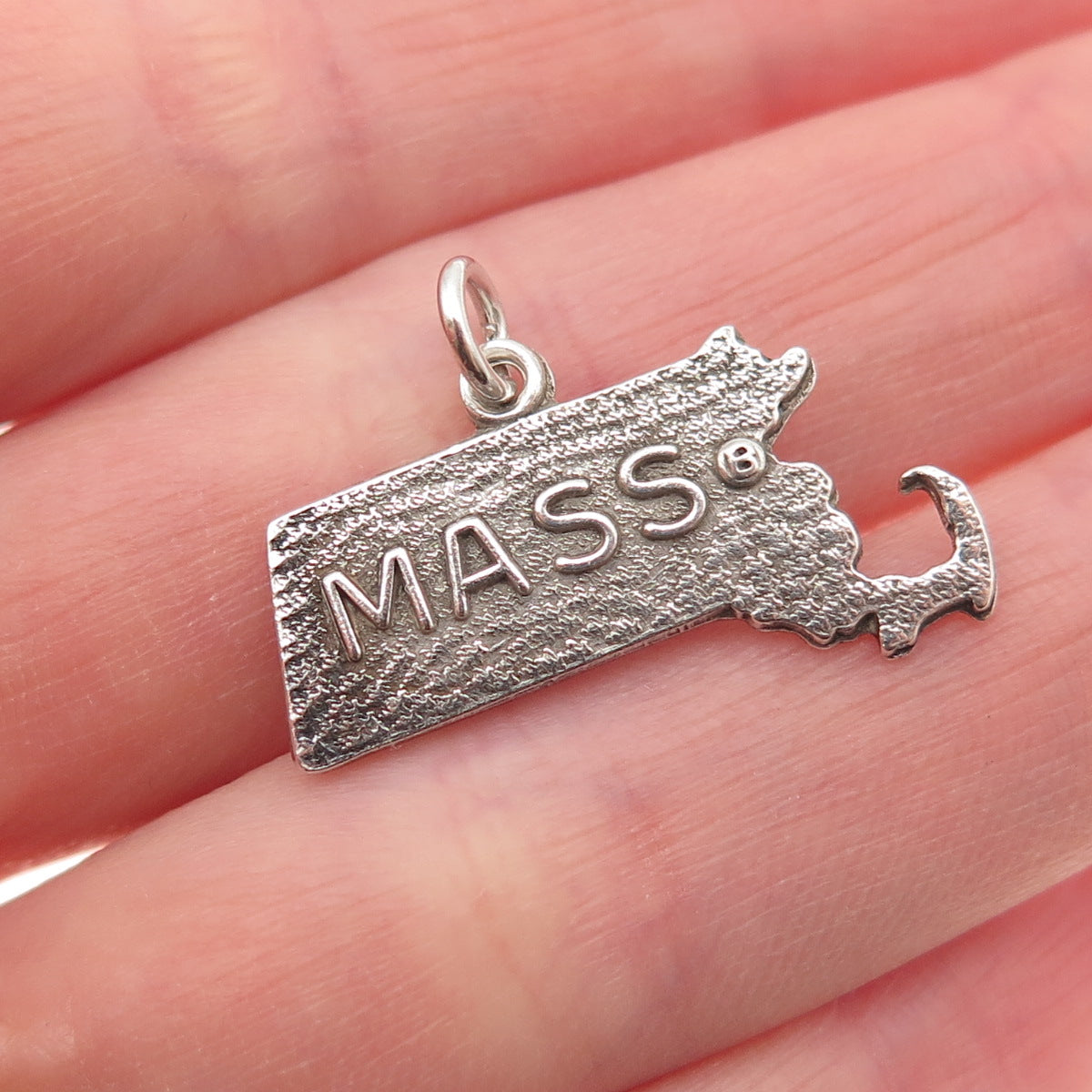 925 Sterling Silver Vintage Massachusetts State Map Mini Charm Pendant