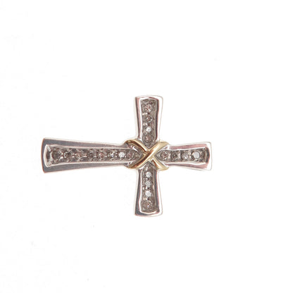 Sherri Baker 925 Sterling Silver 14K Gold Real Diamond Cross Mini Slide Pendant