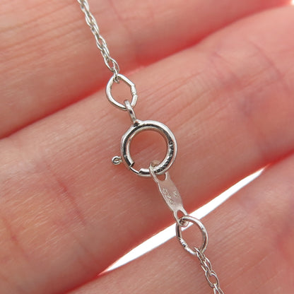 925 Sterling Silver Real Diamond Mom & Child Heart Singapore Chain Necklace 18"