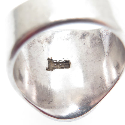 J. LEWIS 925 Sterling Silver Vintage Real Druzy Modernist Ring Size 8