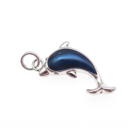 ROSS SIMONS 925 Sterling Silver Vintage Enamel Dolphin Mini Charm Pendant