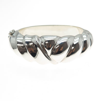 BAYANIHAN 925 Sterling Silver Vintage Modernist Puffy Bangle Bracelet 6.5"
