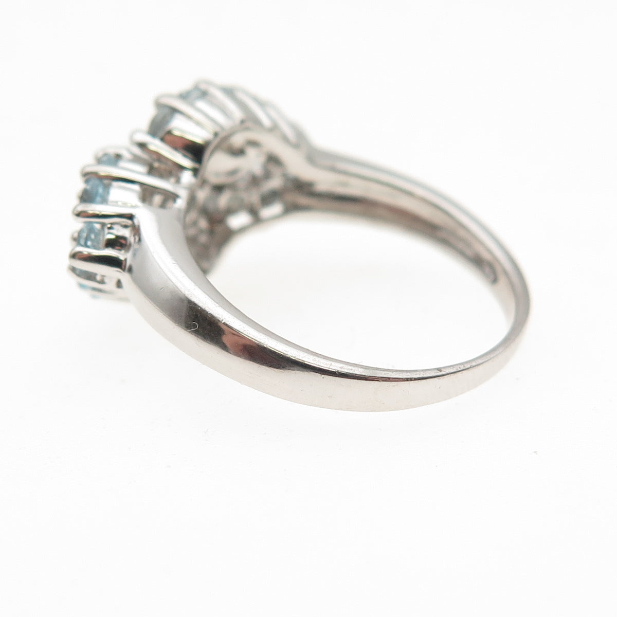 925 Sterling Silver Real Round-Cut Blue Topaz Infinity Ring Size 5.75