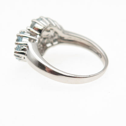 925 Sterling Silver Real Round-Cut Blue Topaz Infinity Ring Size 5.75