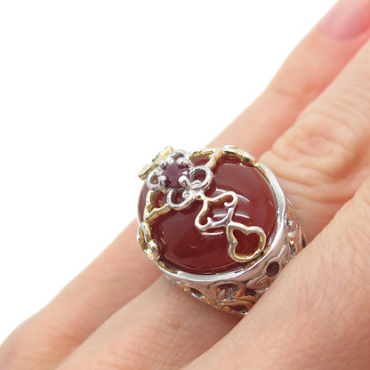 MICHAEL VALITUTTI Gems En Vogue Sterling 2-Tone Carnelian & Ruby Ring Size 5.25
