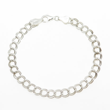 925 Sterling Silver Vintage Italy Double Curb Link Bracelet 7.25"