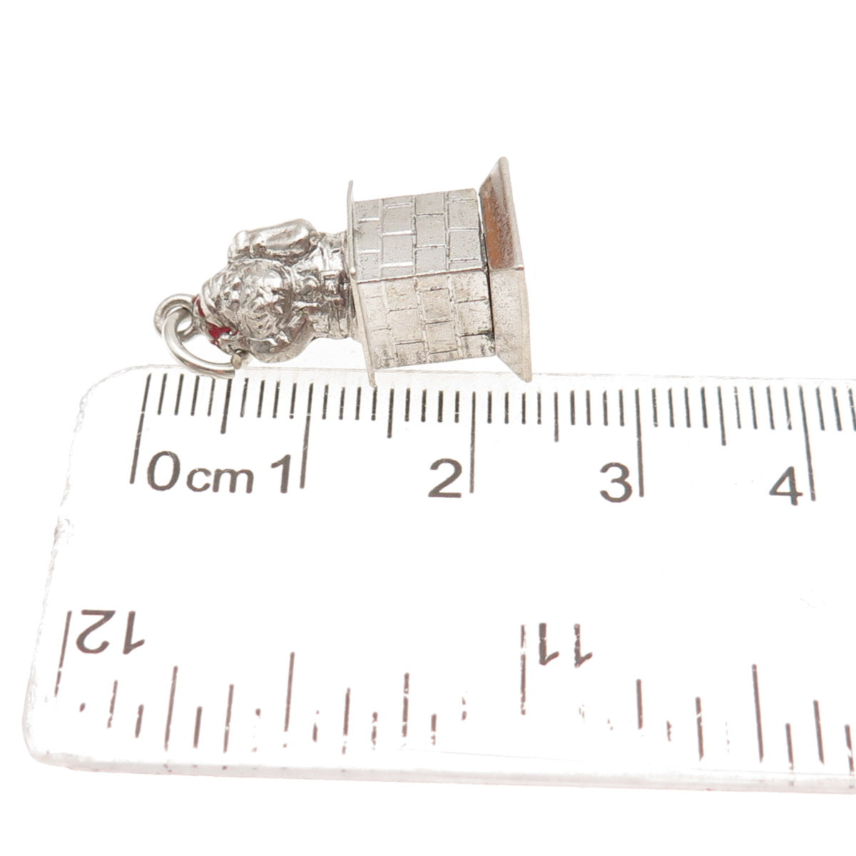 925 Sterling Silver Antique Art Deco Santa Claus Chimney 3D Charm Pendant