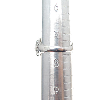 925 Sterling Silver Vintage Real Turquoise Filigree Dome Ring Size 7.75