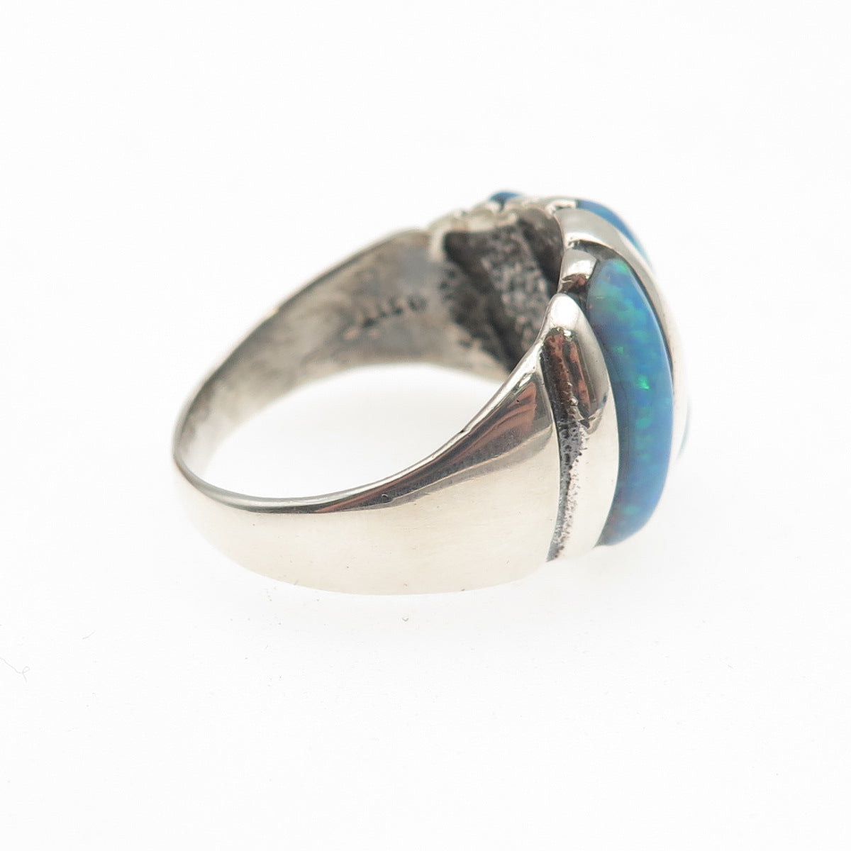 TED OTT 925 Sterling Silver Vintage Real Opal Modernist Ring Size 9