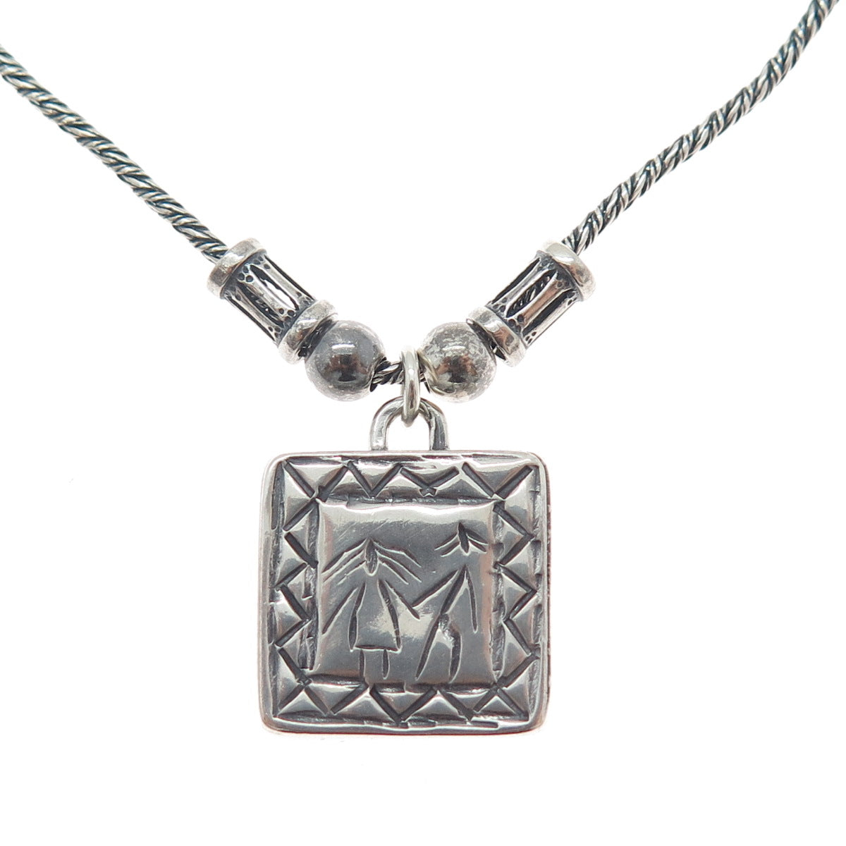 DIDAE 925 Sterling Silver Vintage Adam & Eve Twisted Rope Chain Necklace 16"