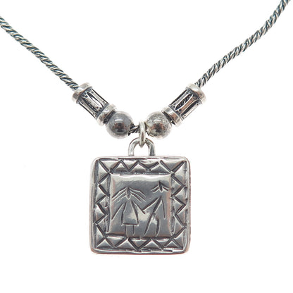 DIDAE 925 Sterling Silver Vintage Adam & Eve Twisted Rope Chain Necklace 16"