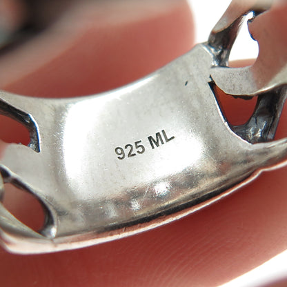 925 Sterling Silver Vintage Serpentine Link Oxidized Wide Band Ring Size 9.25