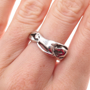 925 Sterling Silver Vintage Erotic Scene Oxidized Ring Size 8