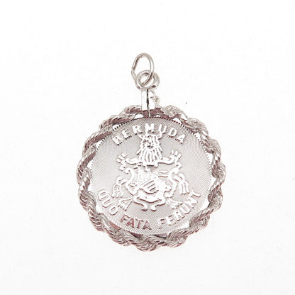 CREA 925 Sterling Silver Vintage Bermuda Coat of Arms Charm Pendant