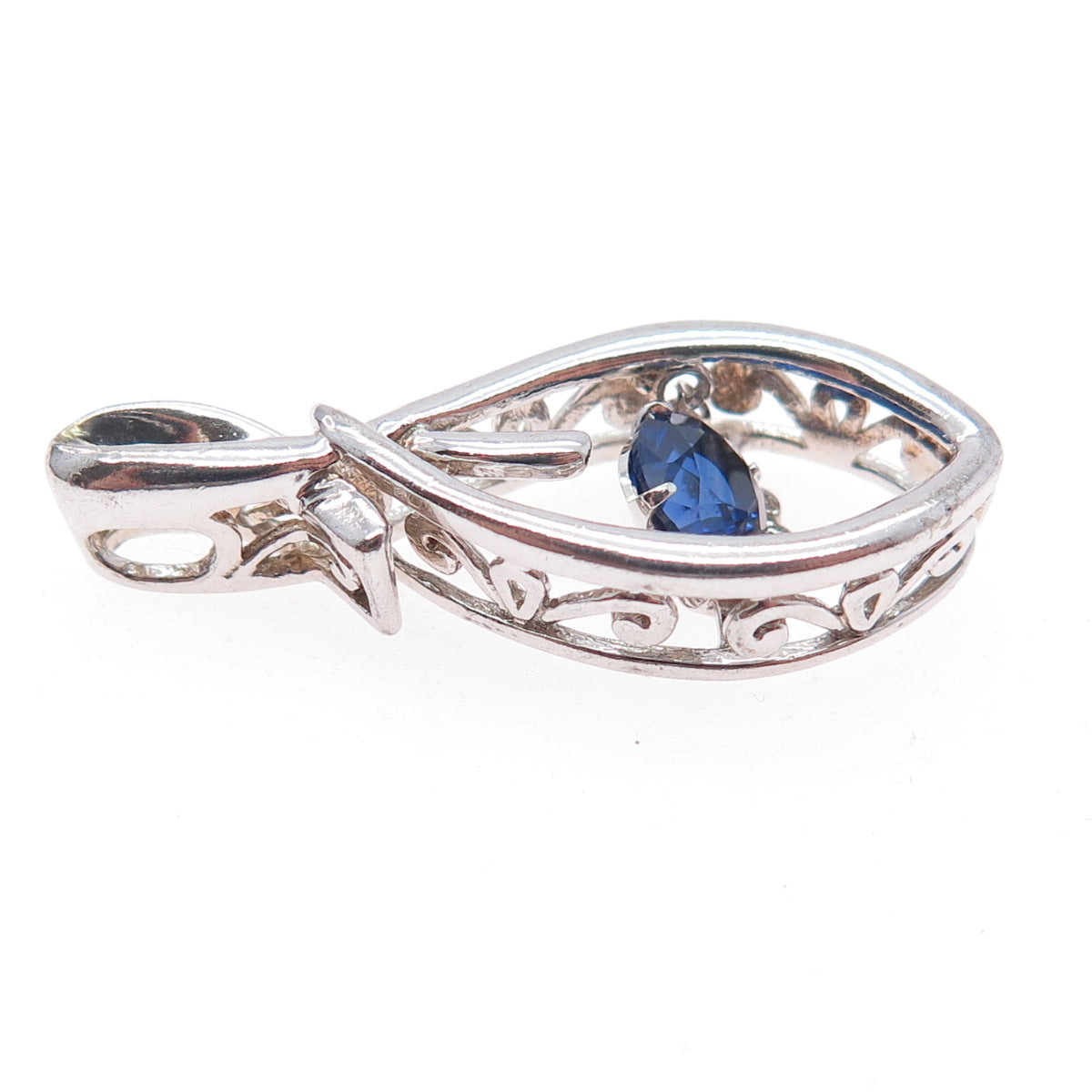 925 Sterling Silver Lab-Created Sapphire Infinity Slide Charm Pendant