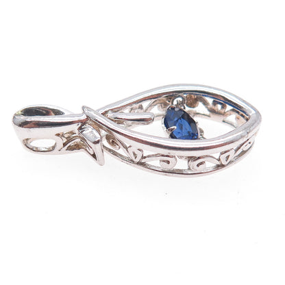 925 Sterling Silver Lab-Created Sapphire Infinity Slide Charm Pendant