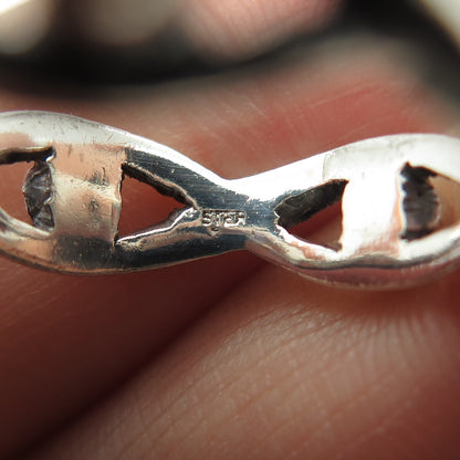925 Sterling Silver Vintage Beaded Infinity Band Ring Size 9