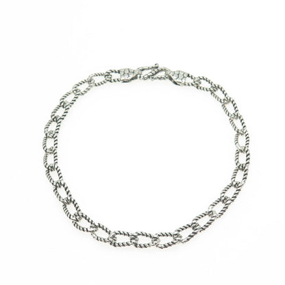 925 Sterling Silver Roped Curb Link Kali Bracelet 7.75"