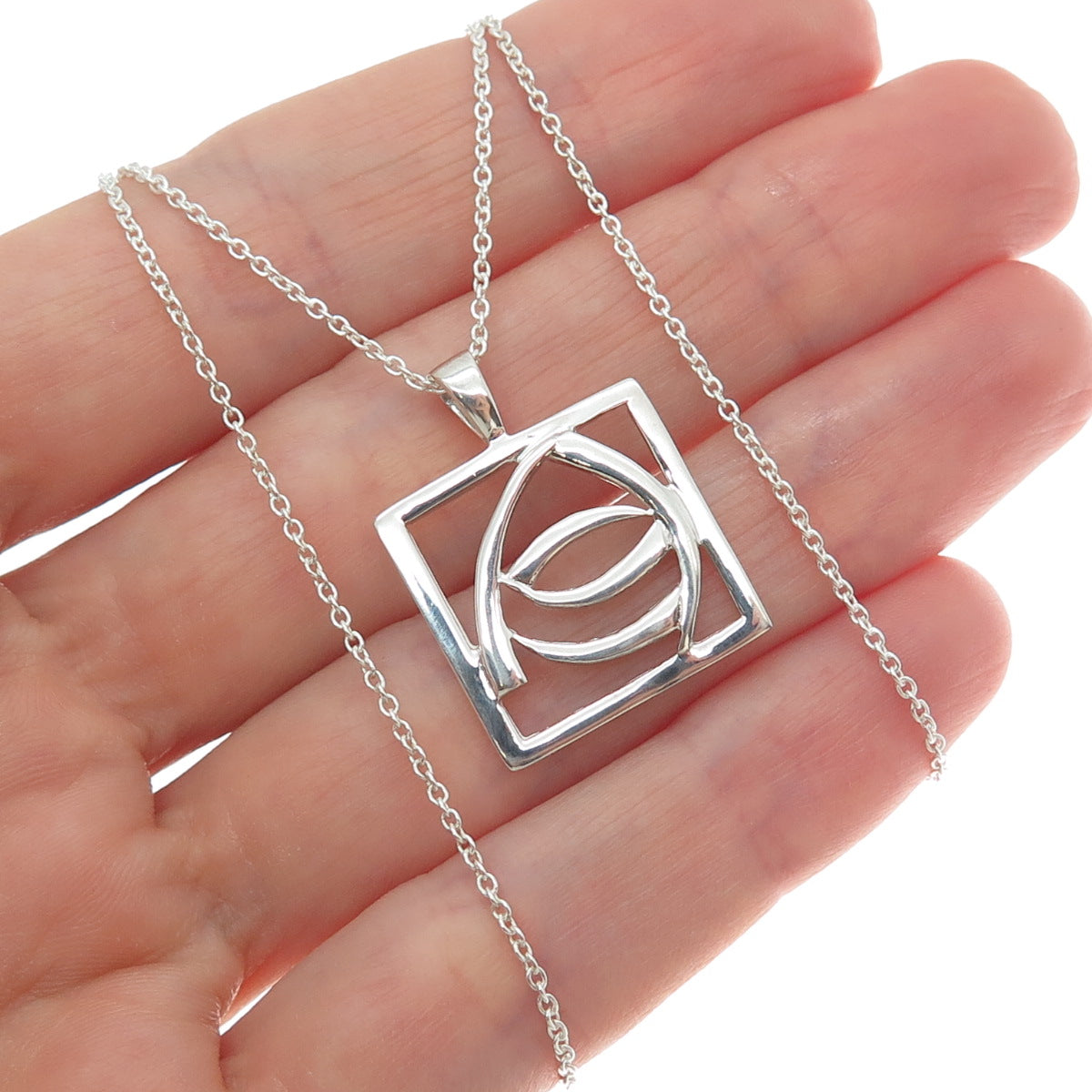 925 Sterling Silver Italy Modernist Square Cable Chain Necklace 18"