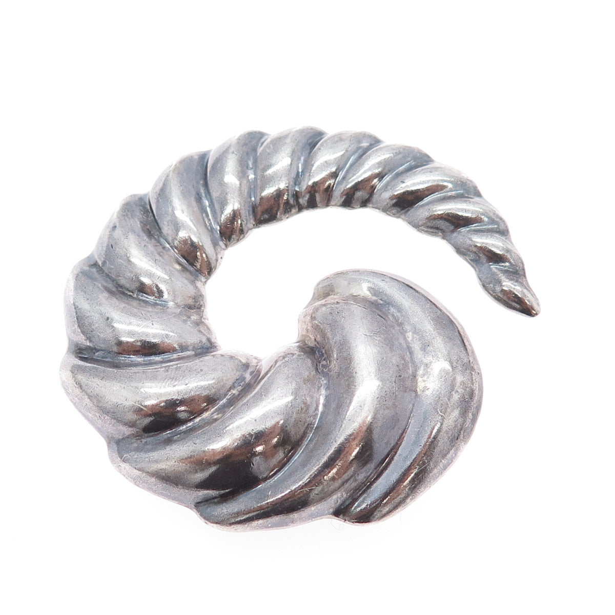 925 Sterling Silver Vintage Mexico Modernist Swirl Oxidized Pin Brooch / Pendant
