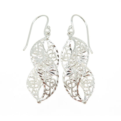 925 Sterling Silver Vintage Floral Infinity Dangling Earrings