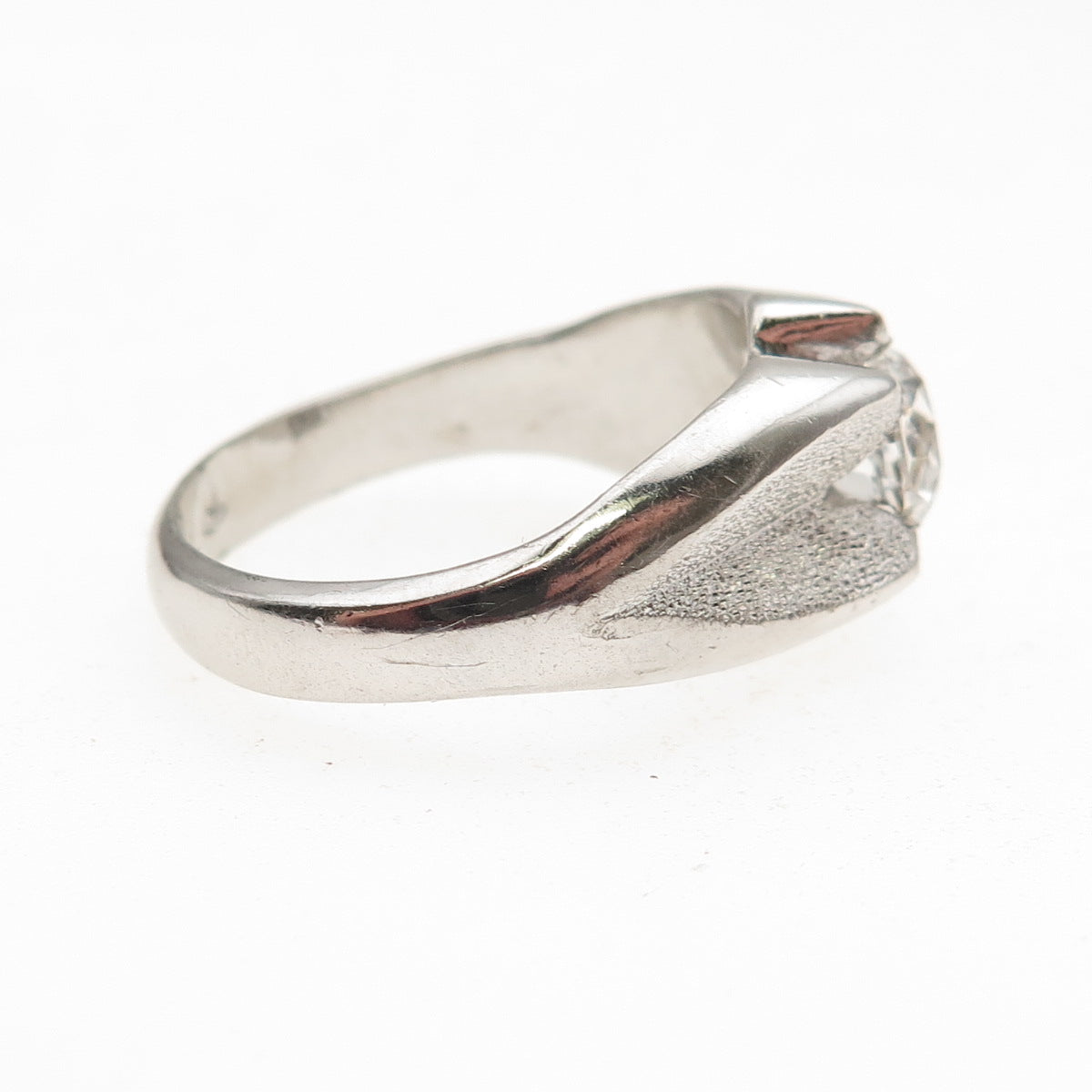 Vargas Sterling Silver Antique Art Deco Rhinestone Engagement Ring Size 11.75