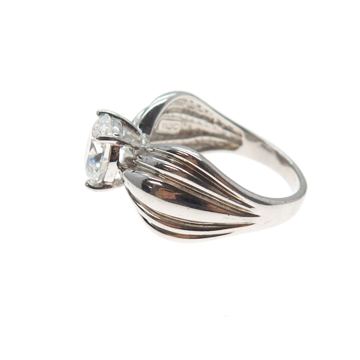 925 Sterling Silver Round-Cut C Z Engagement Ring Size 7.25