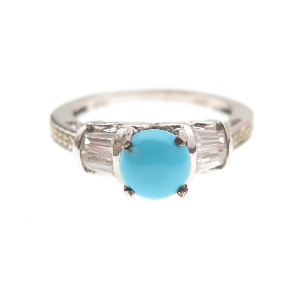 Chuck Clemency 925 Sterling Real Turquoise Yellow & White Topaz Ring Size 6.25