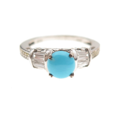 Chuck Clemency 925 Sterling Real Turquoise Yellow & White Topaz Ring Size 6.25