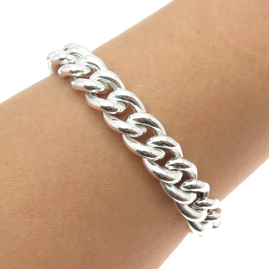 JCM JACMEL MAURITIUS 925 Sterling Silver Vintage Italy Curb Link Bracelet 8"