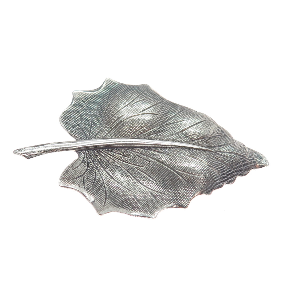 BEAU 925 Sterling Silver Vintage Oak Leaf Oxidized Pin Brooch