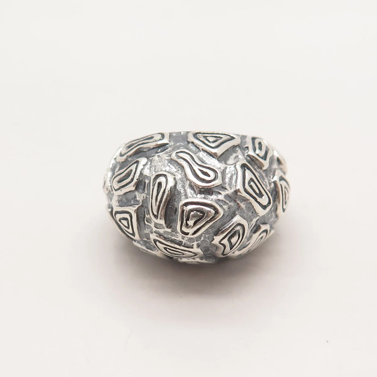 925 Sterling Silver Vintage Domed Nugget Ring Size 6.5