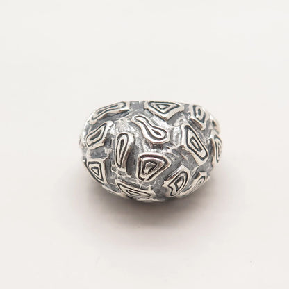 925 Sterling Silver Vintage Domed Nugget Ring Size 6.5