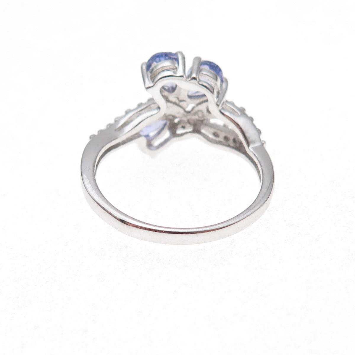 925 Sterling Silver Real Diamond Accent & Tanzanite Ring Size 8
