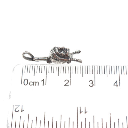925 Sterling Silver Vintage Indian Chief Oxidized Minimalist 3D Charm Pendant