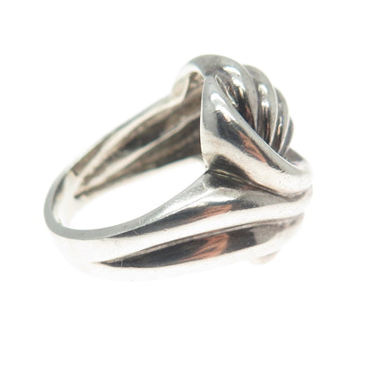 925 Sterling Silver Vintage Modernist Twisted Oxidized Ring Size 6.25