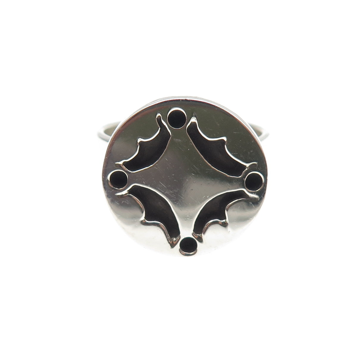 925 Sterling Silver Vintage Mexico Aztec Shadow Box Oxidized Ring Size 11