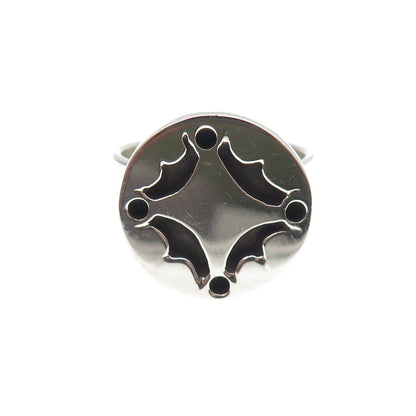 925 Sterling Silver Vintage Mexico Aztec Shadow Box Oxidized Ring Size 11