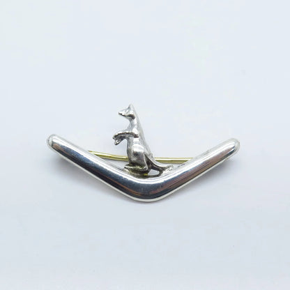 925 Sterling Silver 2-Tone Vintage Kangaroo Pin Brooch