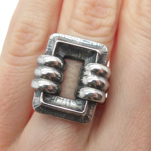 835 Silver Vintage Sweden Modernist Oxidized Ring Size 6.25