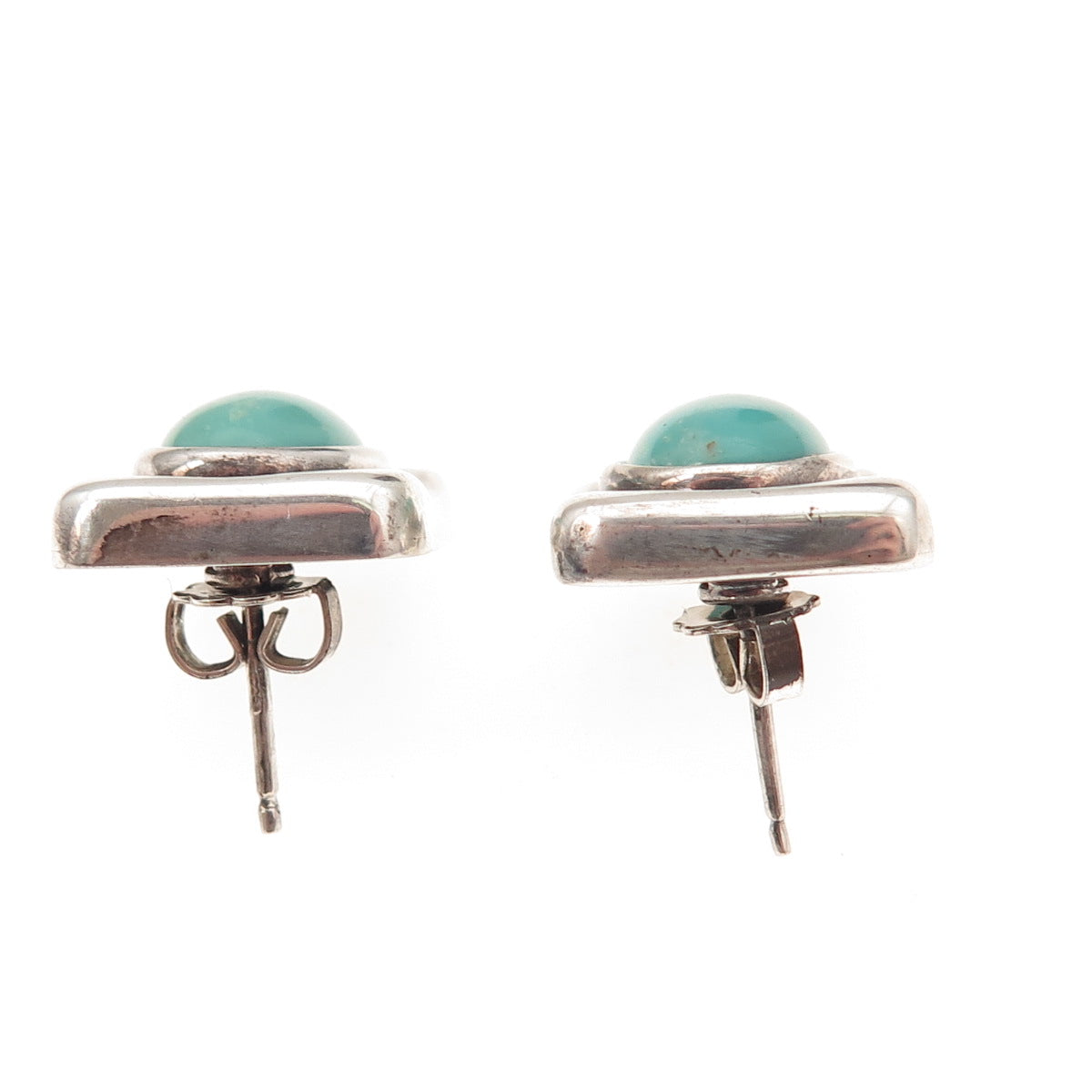 Robert Lee Morris 925 Sterling Silver Vintage Real Turquoise Modernist Earrings