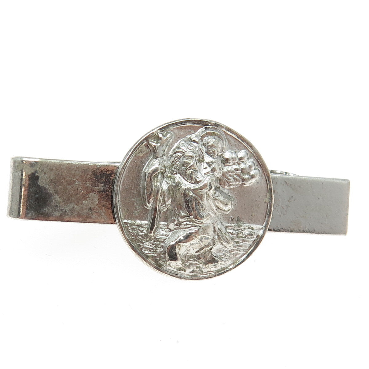 CREED 925 Sterling Silver Vintage 1961 Saint Christopher Religious Tie Clip
