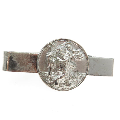 CREED 925 Sterling Silver Vintage 1961 Saint Christopher Religious Tie Clip