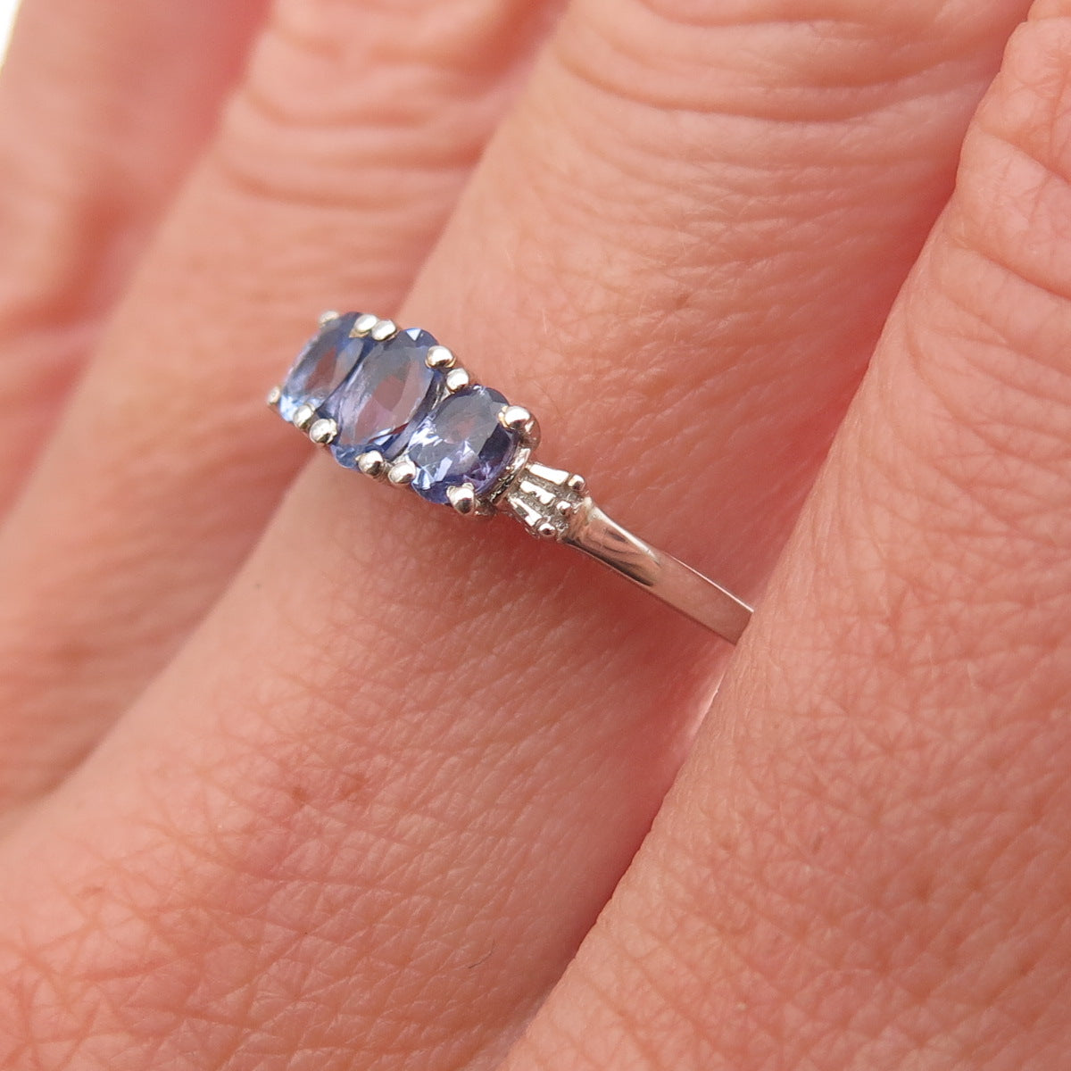 Chuck Clemency 925 Sterling Silver Real Oval-Cut Tanzanite Ring Size 8