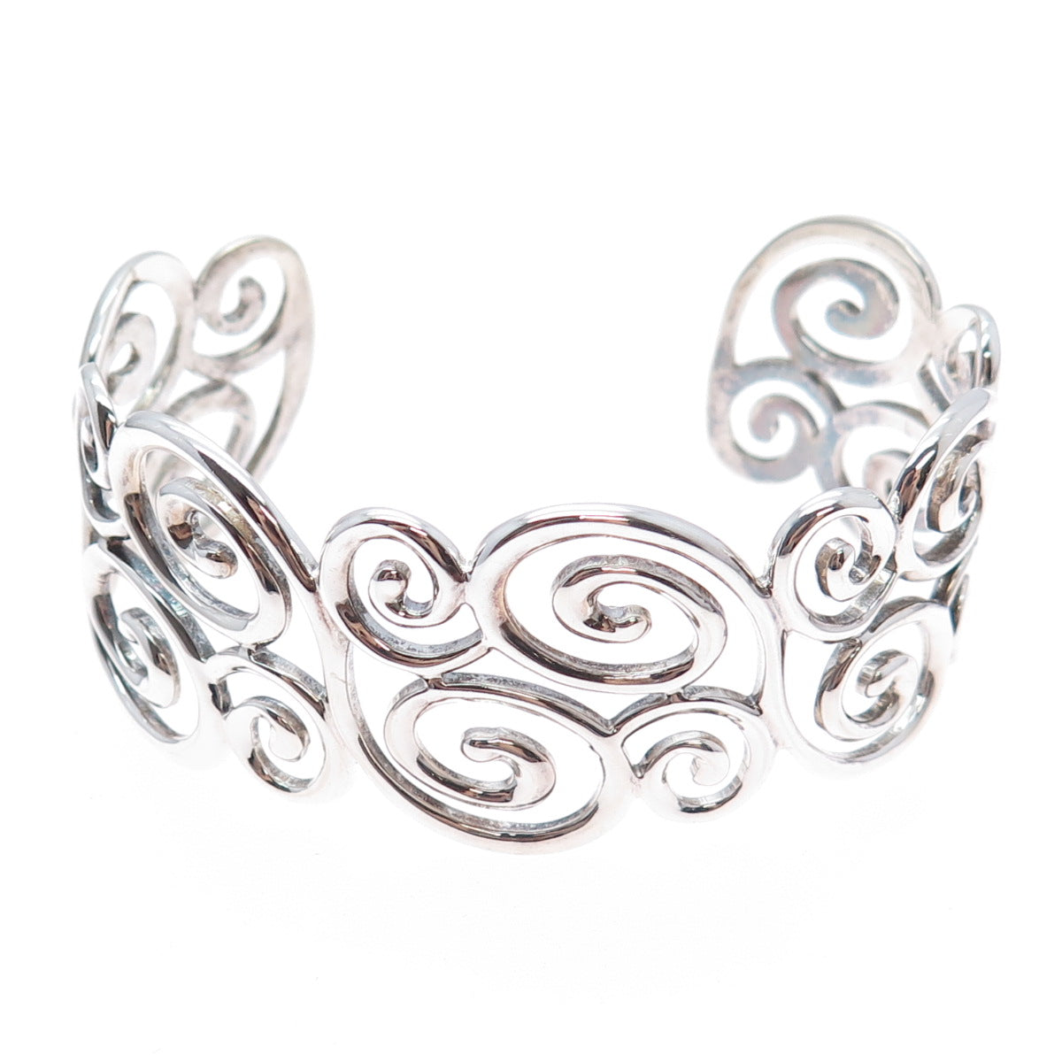 ROSS SIMONS 925 Sterling Silver Vintage Swirl Adjustable Cuff Bracelet 6.75"