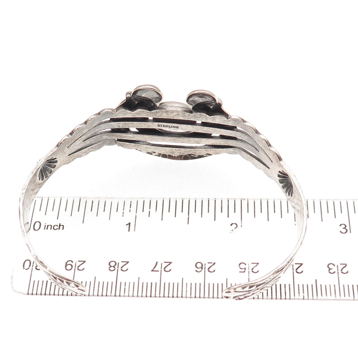 Old Pawn Sterling Silver Vintage Turquoise Naja Overlay Adjustable Bracelet 6"