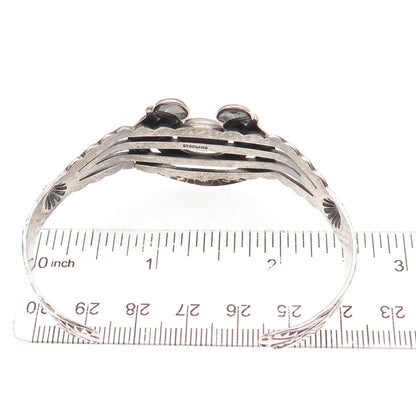 Old Pawn Sterling Silver Vintage Turquoise Naja Overlay Adjustable Bracelet 6"