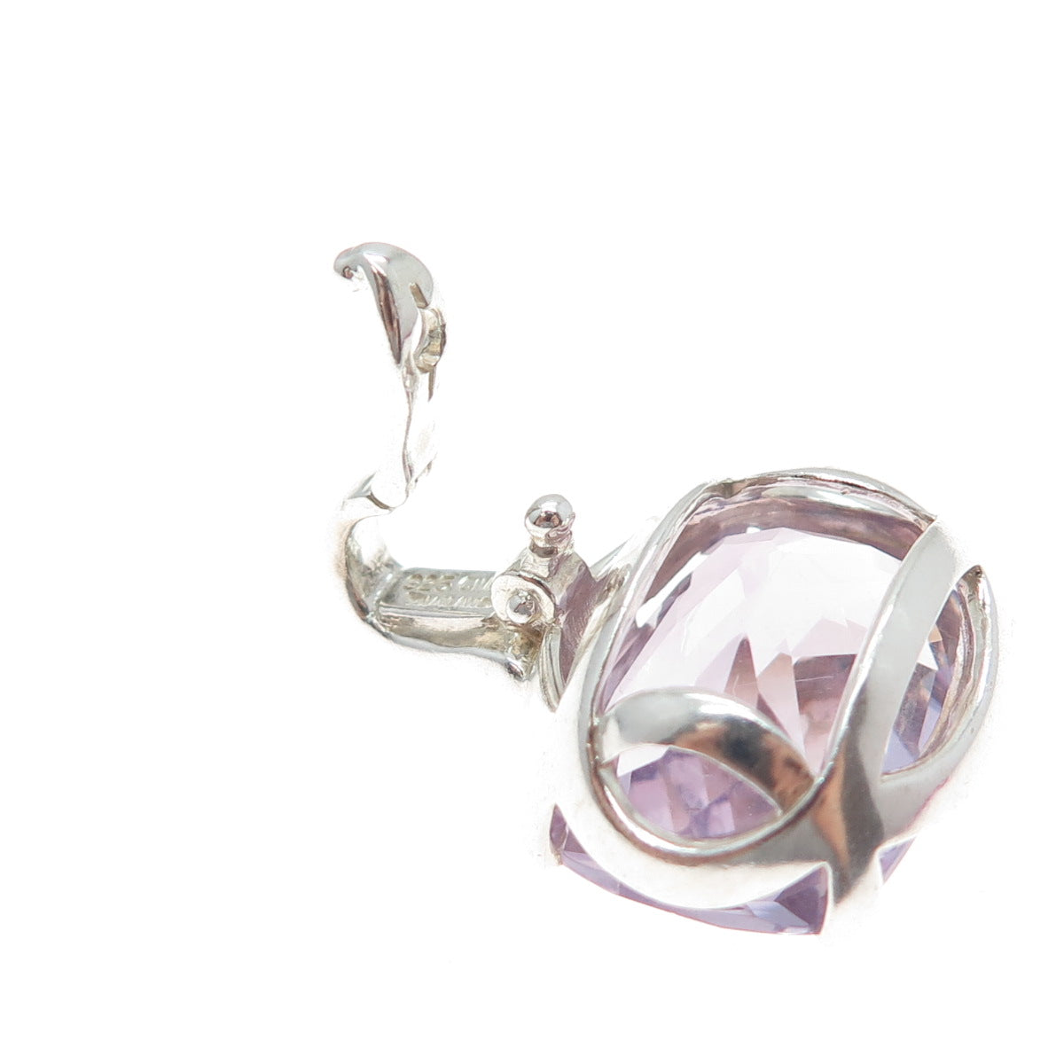 CNA PRANDA 925 Sterling Silver Vintage Real Cushion-Cut Amethyst Charm Pendant