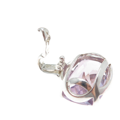 CNA PRANDA 925 Sterling Silver Vintage Real Cushion-Cut Amethyst Charm Pendant